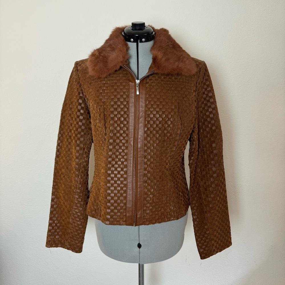 Vintage Marvin Richards Leather/Suede Jacket with Detachable Fur Collar